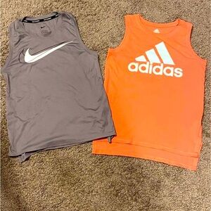 Small pink adidas tank top / small grey Nike tank top